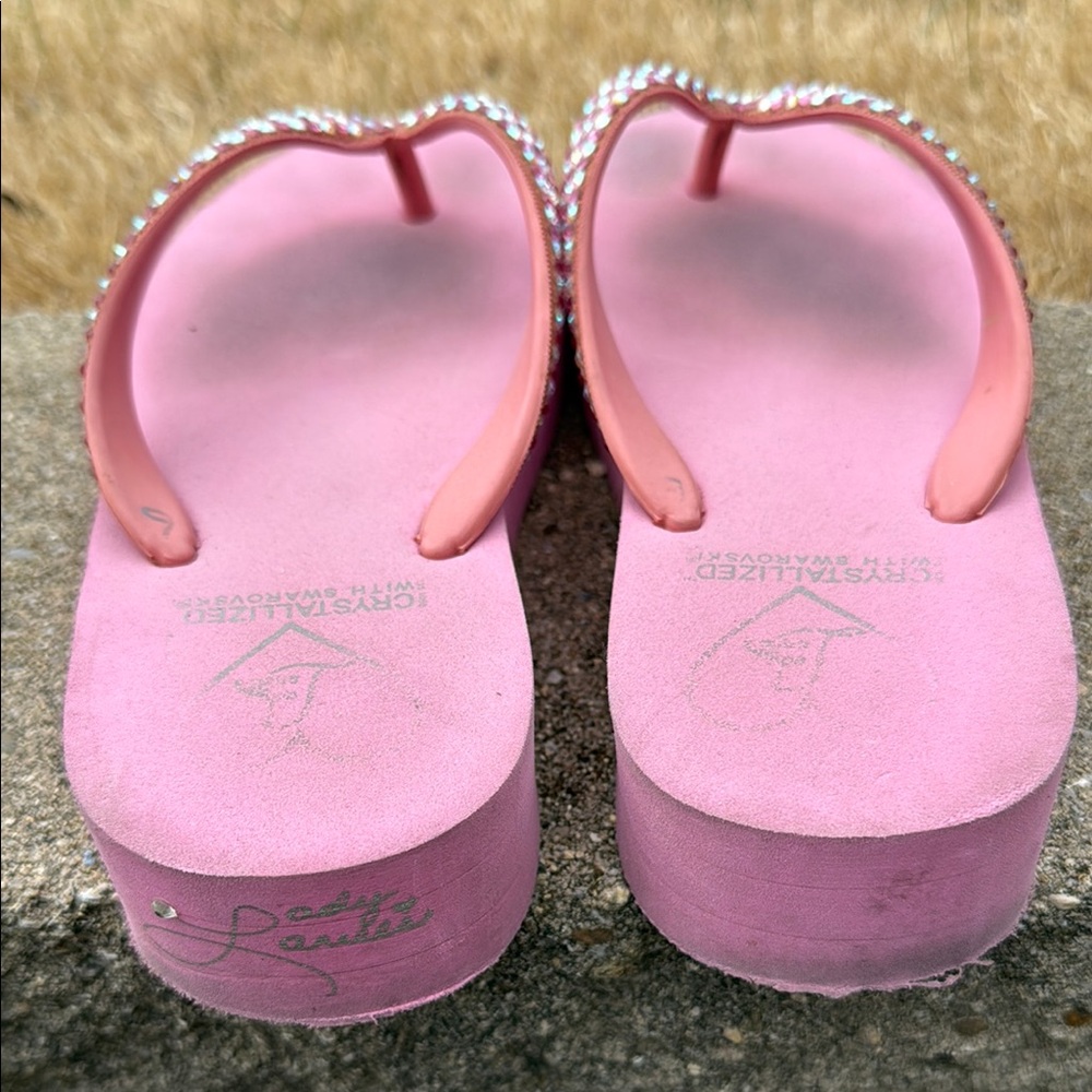 Pink Rhinestone Flip Flops - Picture 3 of 3